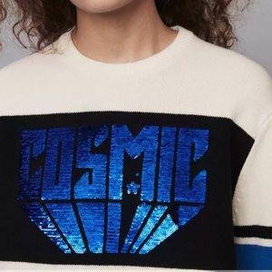 Maje sequin sweater with contrasting details